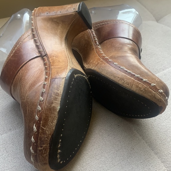 Frye Women's Light Brown Leather Slip-On High-Heel Clogs Size 6 - Picture 10 of 16